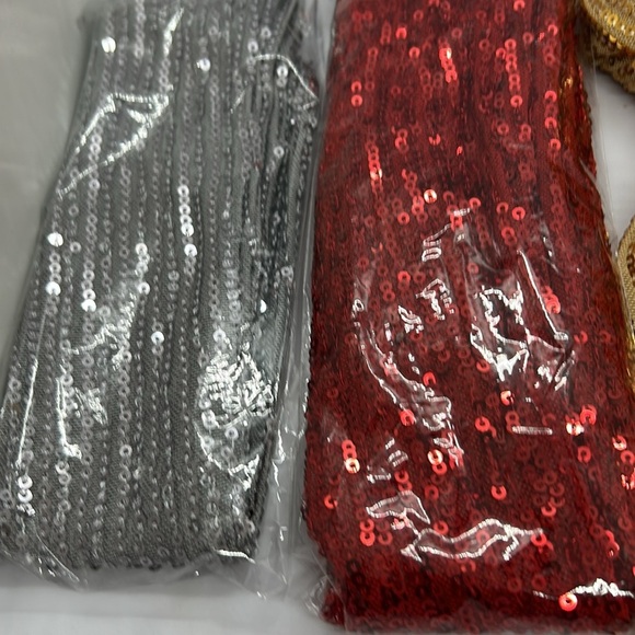 New 5 pieces, HI-party Scarf’s Gold, Silver,Red 
2.5 inch.Wide X 51 inch. Long - Picture 8 of 8